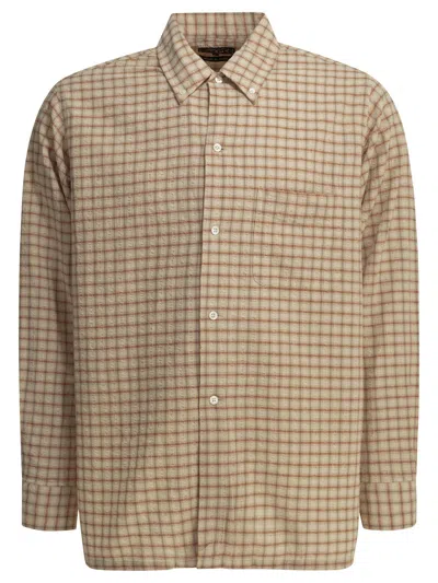 Beams Open Bd Sucker Shirts Orange In Brown