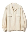 Beams Open-collar Boxy Shirt With Voluminous Sleeves In Neutral