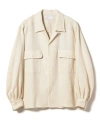 Beams Open-collar Boxy Shirt With Voluminous Sleeves In Neutral