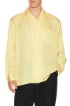 Beams Open Collar Cupro Dot Pattern In Yellow