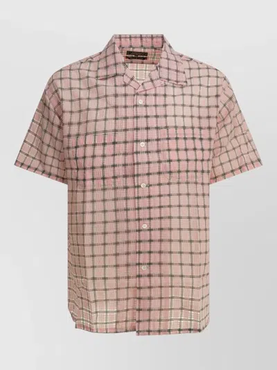 Beams Open Collar Nylon Checked Short Sleeve Shirt In Multi