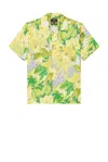 Beams Open Collar Tropical Pattern Print In Yellow