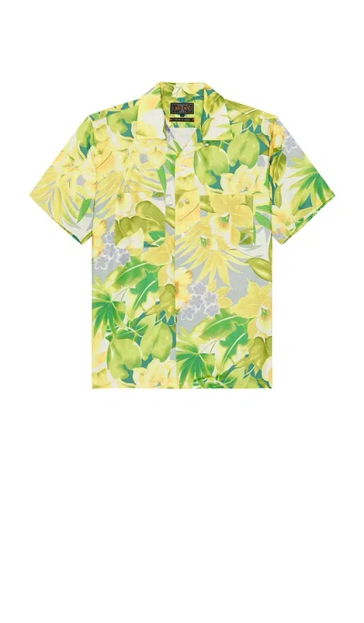 BEAMS OPEN COLLAR TROPICAL PATTERN PRINT
