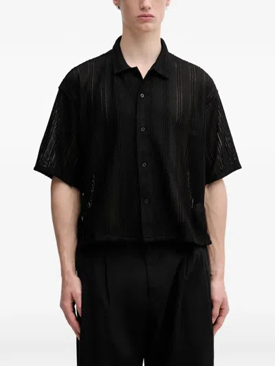 Beams Open-knit Striped Shirt In Multi