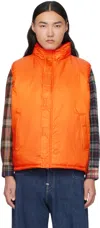 Beams Orange Mil Puff Version 2 Ripstop Vest In Orange45