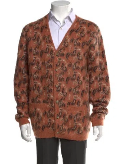 Pre-owned Beams Paisley Print V-neck Cardigan In Brown