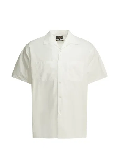 Beams Pima Cotton Casual Shirt Chest Pocket In White