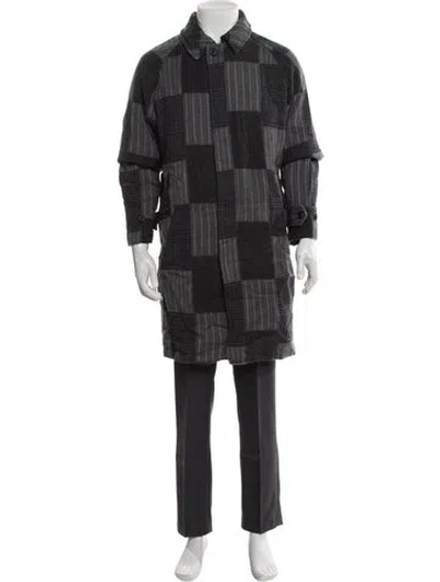 Pre-owned Beams Patchwork Hidden Placket Wool Parka In Gray