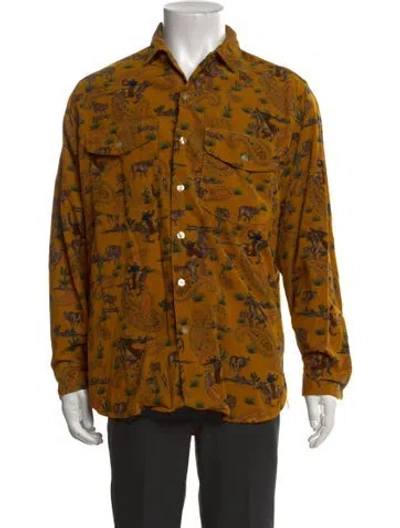 Pre-owned Beams Patterned Long Sleeve Shirt In Brown