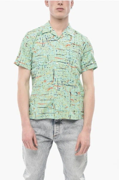 Beams Patterned Short-sleeve Shirt With Double Pocket In Green