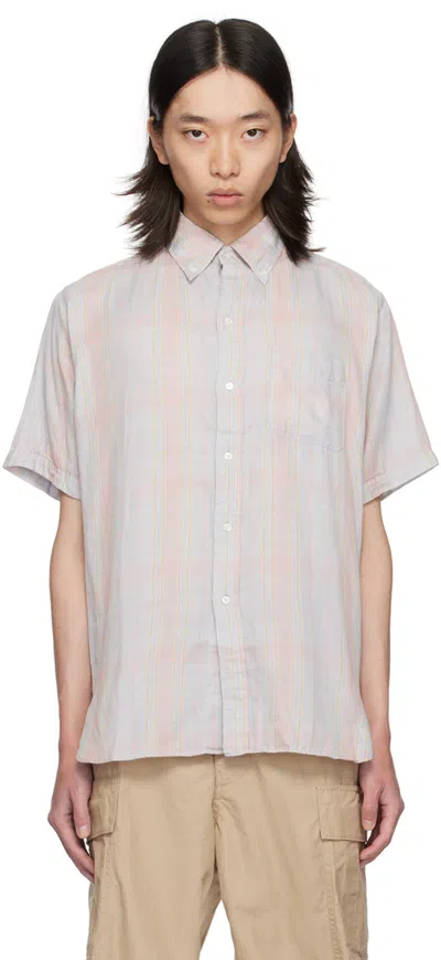 Beams Pink & Blue Classic Fit Shirt In Sax70