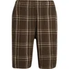 Beams Plaid Loose Weave Cotton Drawstring Shorts In Brown