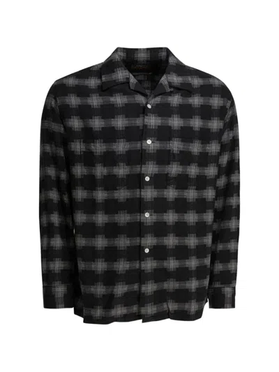 Beams Long Sleeve Checked Shirt Chest Pockets In Black