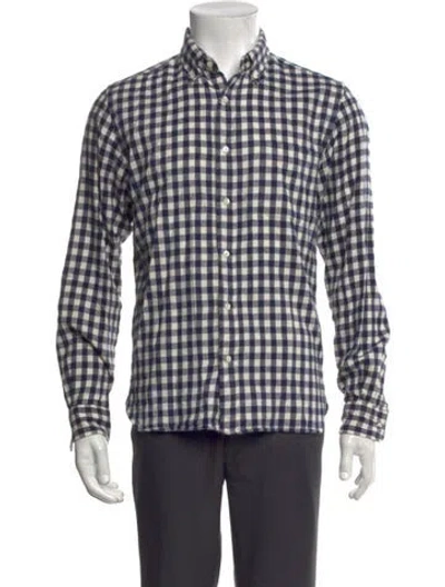 Pre-owned Beams Plaid Print Long Sleeve Shirt In Black/white
