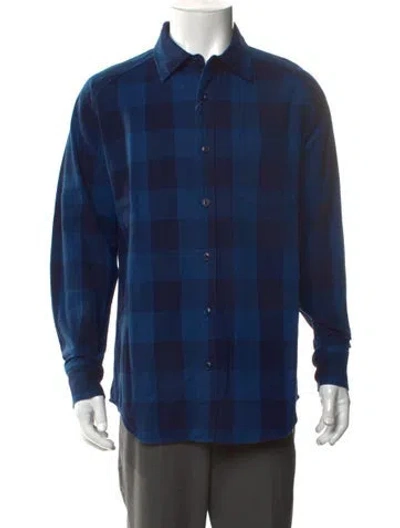 Pre-owned Beams Plaid Print Long Sleeve Shirt In Blue