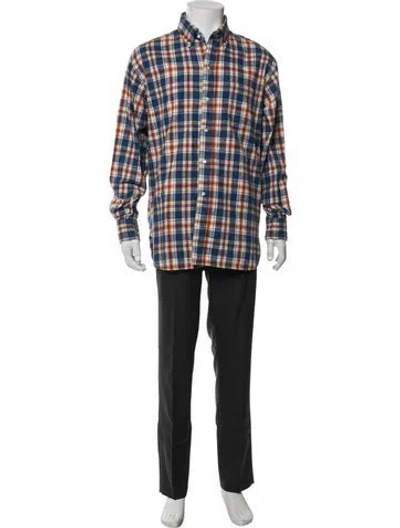 Pre-owned Beams Plaid Print Long Sleeve Shirt In Blue
