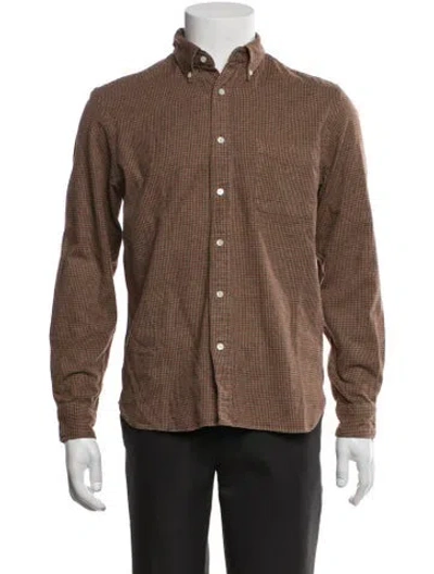 Pre-owned Beams Plaid Print Long Sleeve Shirt In Brown