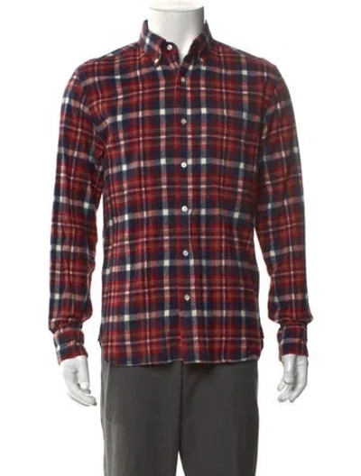 Pre-owned Beams Plaid Print Long Sleeve Shirt In Red