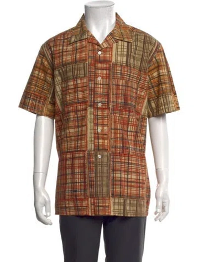 Pre-owned Beams Plaid Print Short Sleeve Shirt In Brown