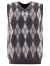Beams Argyle-knit Vest In Gray