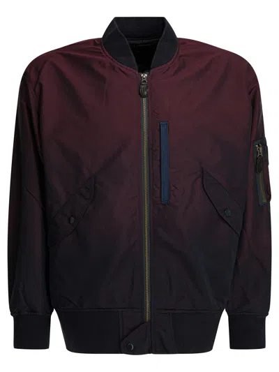 Beams Plus Blue Polyester Jacket In Burgundy