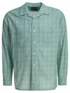 Beams Revere-collar Grid-pattern Shirt In Green
