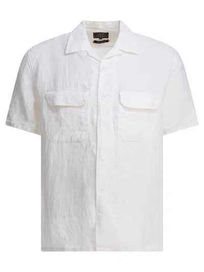 Beams Plus Camp Collar Shirt In White