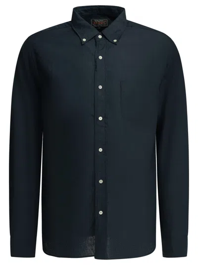 Beams Plus Coolmax Blue Linen Polyester Casual Shirt In Transparent