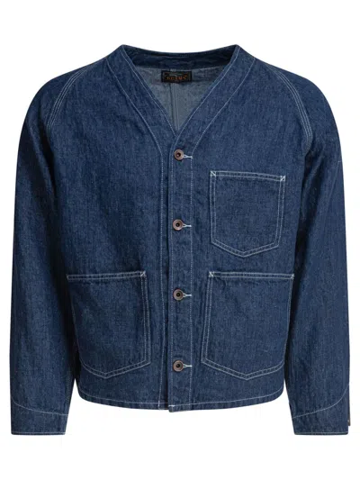 Beams Raglan-sleeves Denim Jacket In Blue