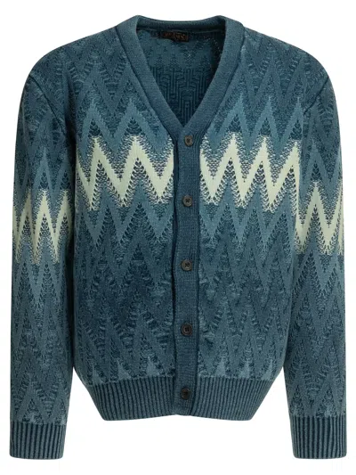Beams Plus Indigo Yarn Blue Cotton Cardigan