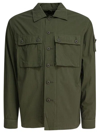 Beams Plus Textured Military Shirt Jacket In Olive