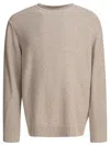 Beams Plus Round Neck Roll Sweater In Beige