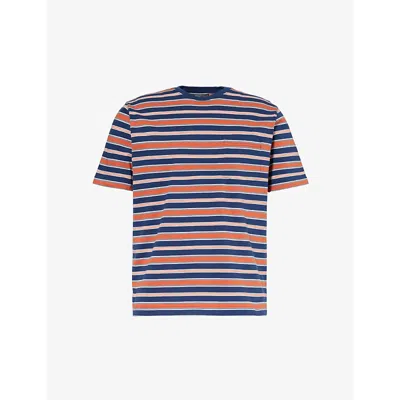 Beams Plus Mens Navy Pocket Tee Striped Cotton-jersey T-shirt