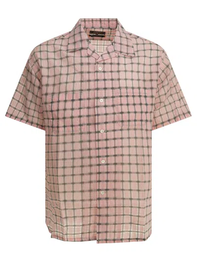 Beams Open Collar Nylon Checked Short Sleeve Shirt In Multi