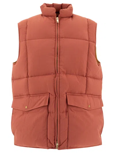 Beams Plus Oxford Nylon Sleeveless Down Jacket In Burgundy