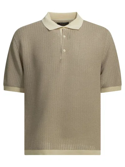 Beams Plus Polo Shirt With Buttons Made Of Washi Yarn In Neutral