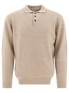 Beams Plus Wool Polo Shirt In Neutral