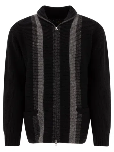 Beams Plus Ribbed Knitwear With Zip-up Front In Black