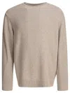 Beams Plus Round Neck Roll Sweater In Neutral