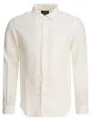 Beams Plus Linen Shirt With Chest Pocket In White
