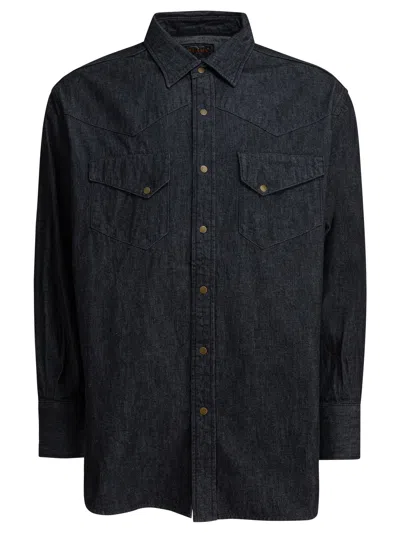 Beams Poocket Button Denim Shirt In Black