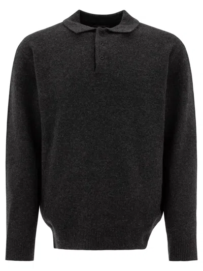Beams Plus Wool Polo Shirt In Gray