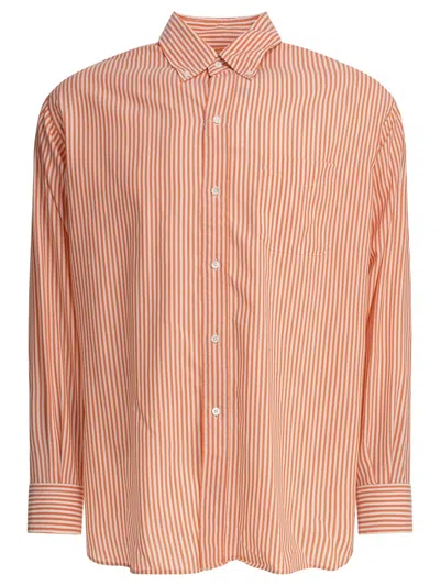 Beams Plus "wool Stripe" Shirt In Orange