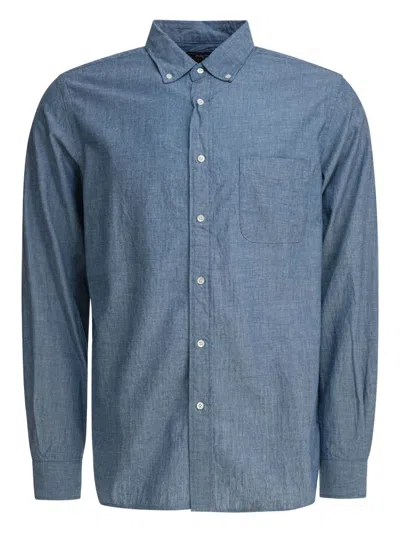 Beams Button-down Collar Linen-chambray Shirt In Blue