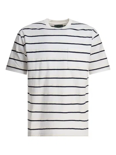 Beams Striped T-shirt T-shirts White