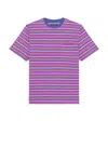 Beams Pocket Tee Multi Stripe In Purple