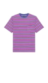 Beams Pocket Tee Multi Stripe In Purple