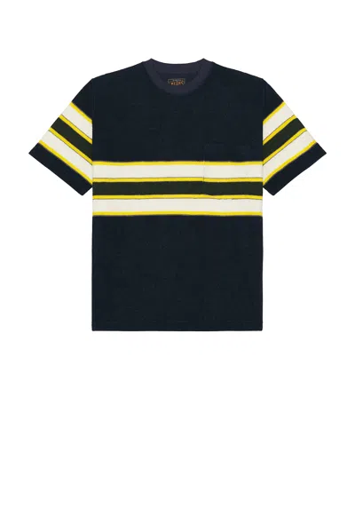 Beams Pocket Tee Stripe Pile In Black