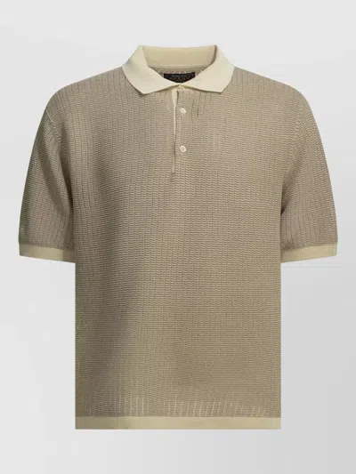Beams Polo Shirt With Buttons Made Of Washi Yarn Polo Shirts Beige In Brown