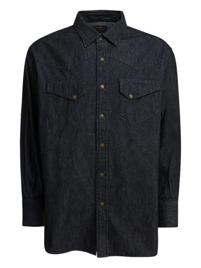 Beams Poocket Button Denim Shirt In Black